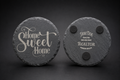4-Piece Round Slate Coaster Set