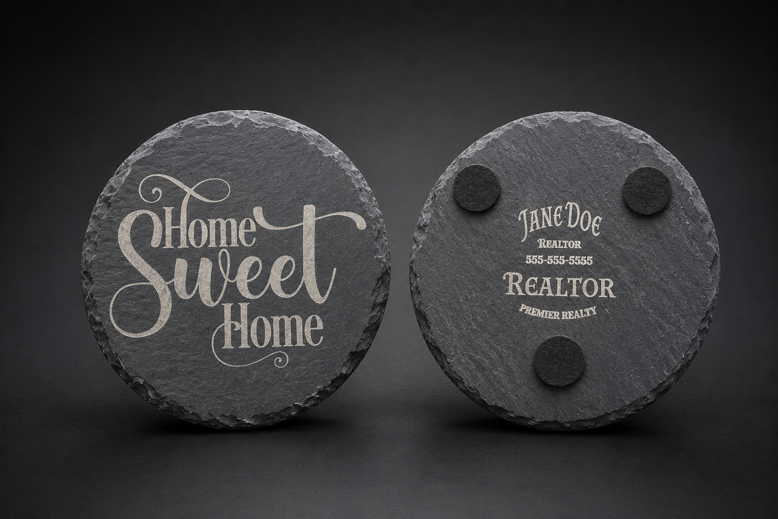 4-Piece Round Slate Coaster Set