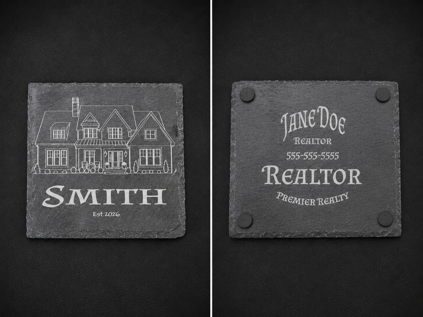 4-Piece Square Slate Coaster Set